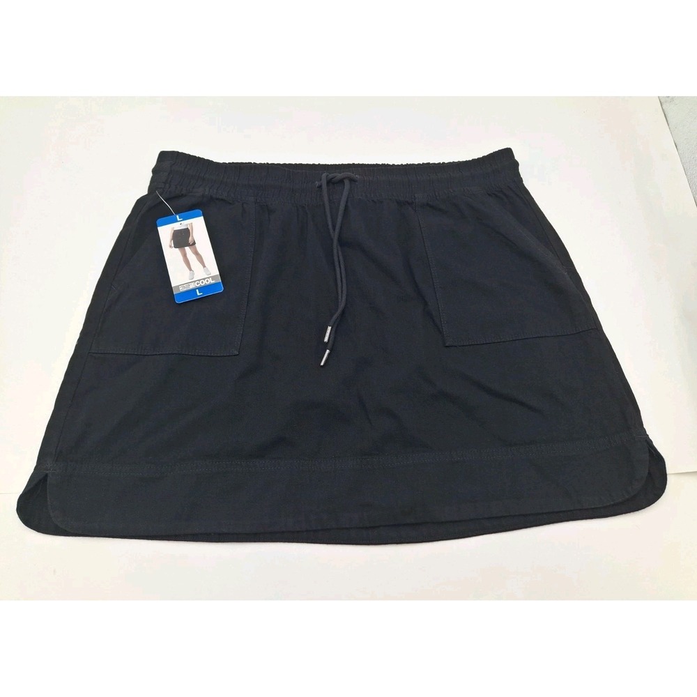32 Degrees Cool Women's Drawstring Elastic Waist Skort, Black, Size: Large, New
